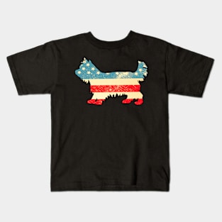 American Flag Yorkie Kids T-Shirt